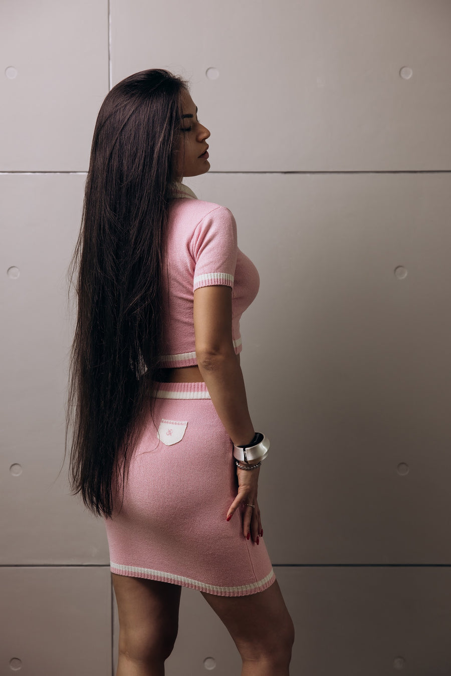 Crop Polo + Skirt PARADISE Pink