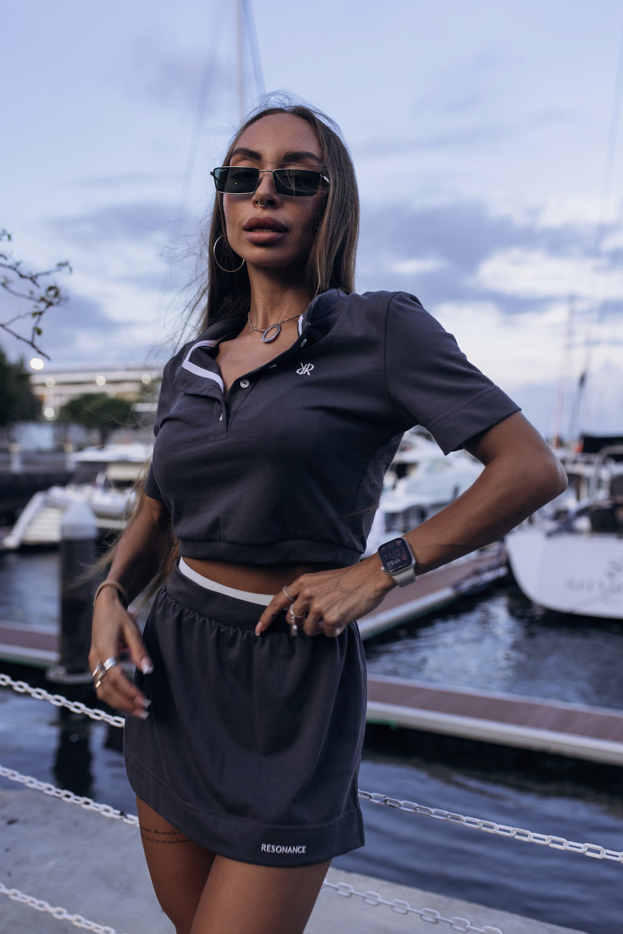 Crop Polo PADEL Graphite