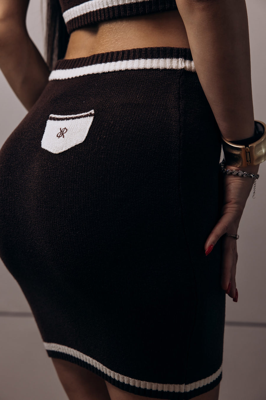 Crop Polo + Skirt PARADISE Brown